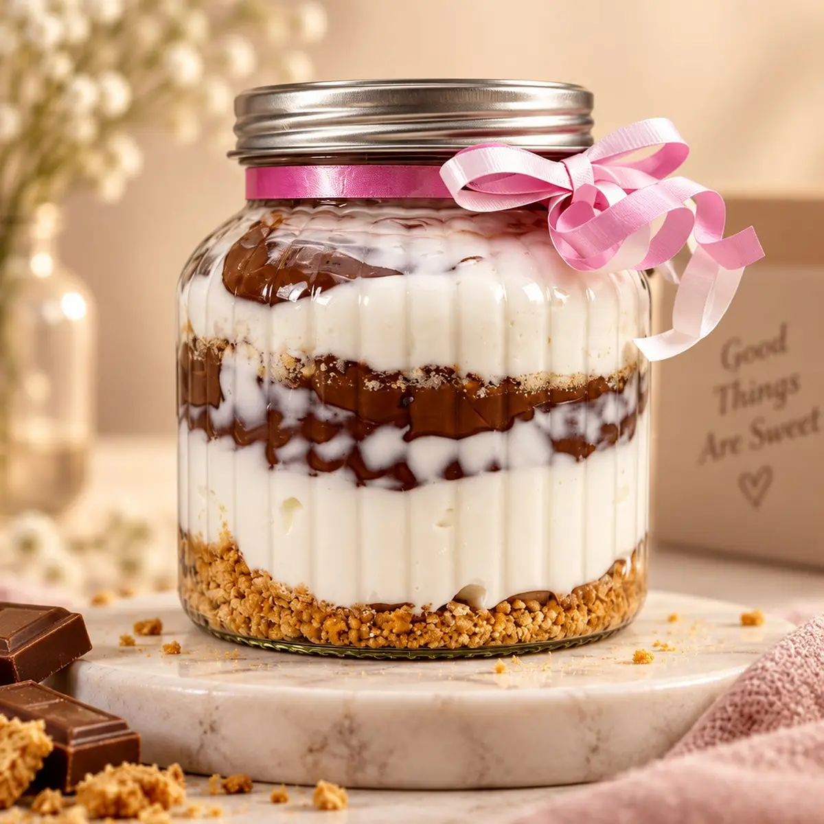 Nutella & Paçoca Sweet Jar — Creamy yogurt layered with Nutella and Brazilian peanut paçoca.